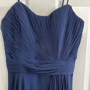 Watters & Watters navy blue chiffon bridesmaid dress size 10 sweetheart neck